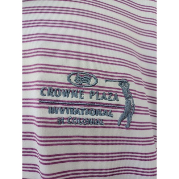 Crowne Plaza Invitational Colonial Mens Polo Golf Shirt Stripe White Pink 2XL - Picture 3 of 10